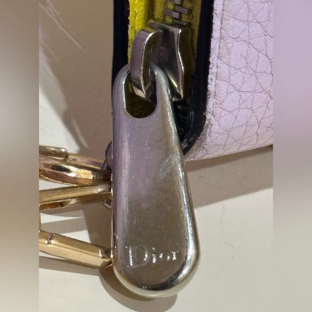 Christian Dior Lavender & Yellow Large Zip Wallet W/added Wristlet *RARE*